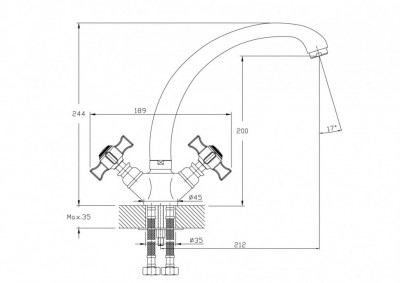 Двухвентильный смеситель для кухни Haiba HB4724 (латунь) хром