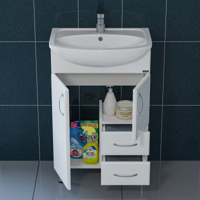 Тумба напольная СаНта "Уют-55" 2 дв. 2 ящ. (с умывальником Уют 55)