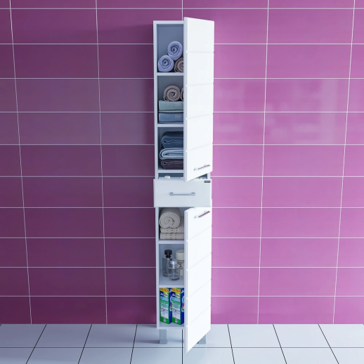 Шкаф-пенал Омега СаНта 300 с 1 ящ. напольный, белый