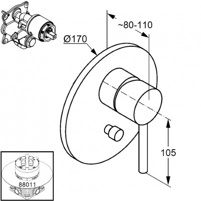 Kludi Bozz 386500576 смеситель для ванны/душа, хром