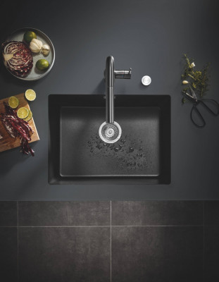 Мойка GROHE K700U с одной чашей, 610 x 460 мм, черный гранит (31655AP0)