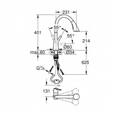 Смеситель для кухни GROHE Zedra New с выдвижной лейкой, хром (32294002)