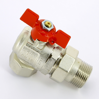 Кран угловой полнопроходной бабочка UNI-FITT НВ 1" с разъемным соединением для коллекторных групп (133T4000)