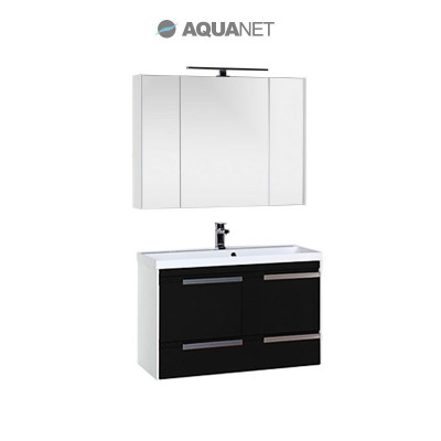 Aquanet Тиволи 100 00180567 комплект мебели, белый/фасад черный
