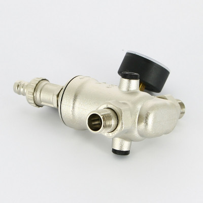 Фильтр промывной Uni-Fitt ВН 1/2" х 3/4" с редукц. соед., с аксиальным манометром, 100 мкм, никелированный (217B2310)