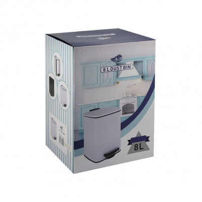 Ведро нерж сталь, с педалью, квадратное, 8 л, белый, САНАКС (10818)