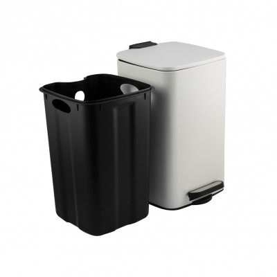 Ведро нерж сталь, с педалью, квадратное, 8 л, белый, САНАКС (10818)