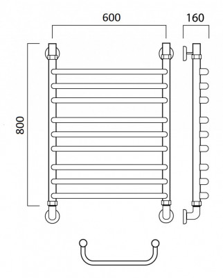 Водяной полотенцесушитель Акванерж Скоба групповая 800x600 (01-06-8060)