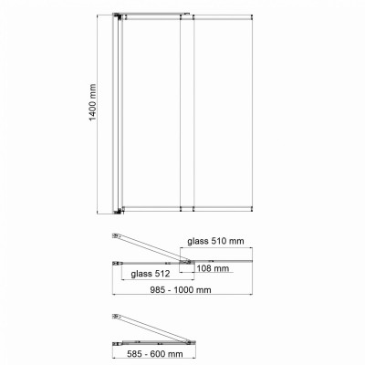 Стеклянная шторка на ванну 1000х1400 WasserKRAFT Main 41S Matt glass (41S02-100 LM Fixed), серебристый