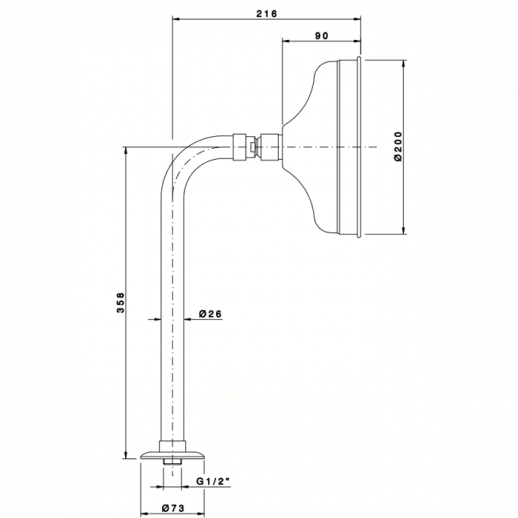 Nicolazzi Classic shower 5702 BZ 20 верхний душ (Ø 20 см) с кронштейном, бронза