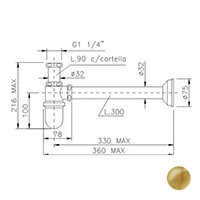 Nicolazzi 5568B GB сифон колонна 1”1/4 без донного клапана для раковины, золотая латунь
