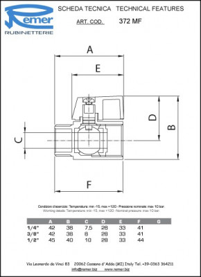 Кран Remer RR 372 MF  1/2 " (г-ш) шаровой, mini