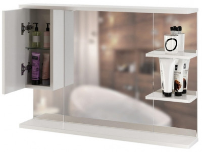 Зеркало со шкафчиком Mixline Этьен 100 L 540873 с подсветкой белое прямоугольное