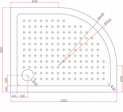 Акриловый поддон CEZARES TRAY-A-RH-100/80-550-15-W-R