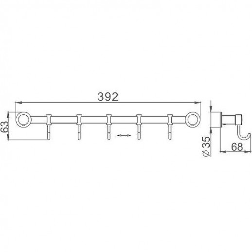 Вешалка для полотенец Haiba HB205-5 (металл) хром