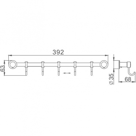 Вешалка для полотенец Haiba HB205-5 (металл) хром