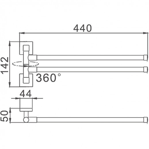 Полотенцедержатель Haiba HB8612 поворотный (металл) хром