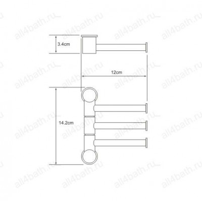 WasserKRAFT K-1053 полотенцедержатель трехрожковый, короткий