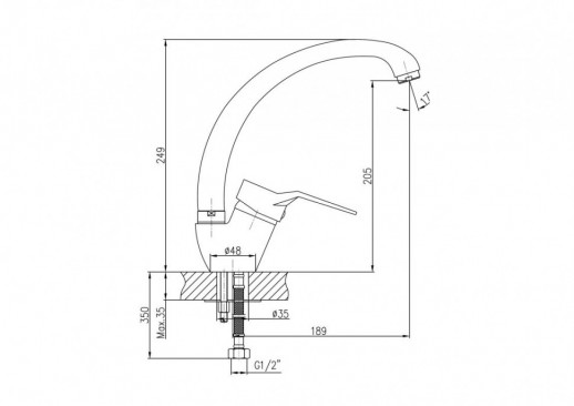 Однорычажный смеситель для кухни Haiba HB4163-2 с поворотным изливом (латунь) хром