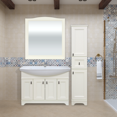 Тумба Misty Лувр -105 напольная, слоновая кость (П-Лвр01105-1014) с раковиной