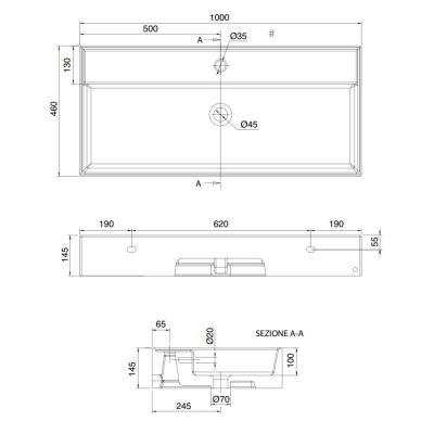 Раковина подвесная или накладная Scarabeo Teorema 2.0 5106 R100A41 100х46 см, белая матовая