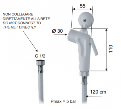 Шланг для биде с лейкой Remer RR 332 1/2"