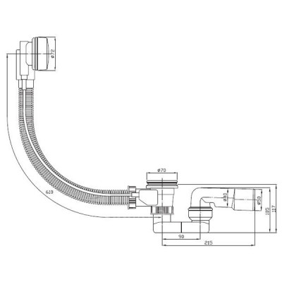 Слив-перелив PlastBrno EVSC150 хром белый