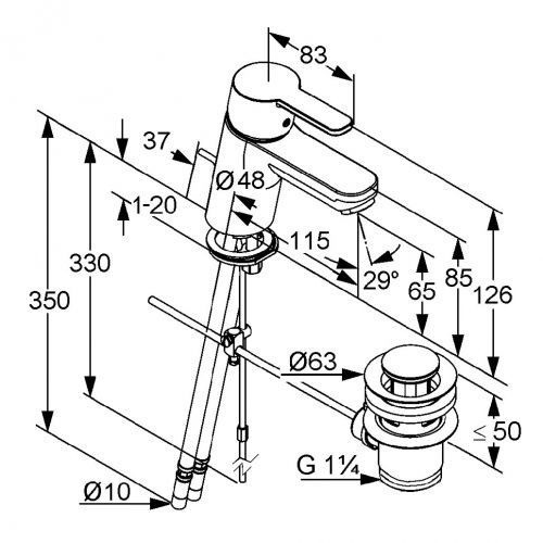 Смеситель для раковины KLUDI LOGO NEO хром 372810575
