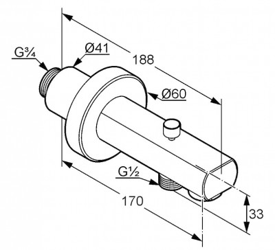 Kludi Zenta 1350105 излив для ванны, хром