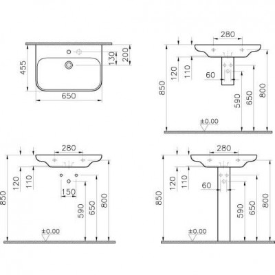 VitrA Mod 370-1201 пьедестал для раковины, алюминий, 73 см.