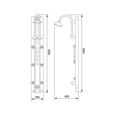 Kanggu S2358 00152044 душевая панель с изливом, стекло/профиль хром