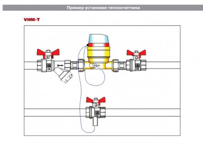 Теплосчетчик квартирный VALTEC VHM-T-15/1,5-СИ-П с тахометр. расходомером, RS-485 и имп. блоком (на под. труб.) Qn=1,5 VHM-T-15/1,5-СИ-П
