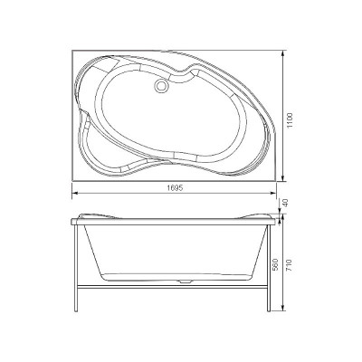 Aquanet Capri R 00203922 ванна, 170 см х 110 см, правая