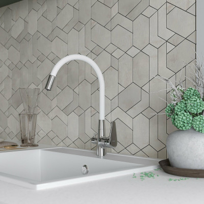 Кухонный смеситель ESKO Coral CL 03 W хром белый с гибким изливом