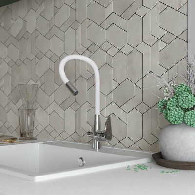 Кухонный смеситель ESKO Coral CL 03 W хром белый с гибким изливом