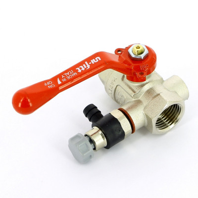 Кран шаровой ВВ с дренажным вентилем UNI-FITT 1/2" заглушка 1/4" рычаг (115L2000)