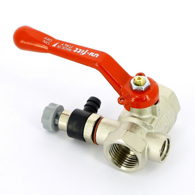 Кран шаровой ВВ с дренажным вентилем UNI-FITT 1/2" заглушка 1/4" рычаг (115L2000)