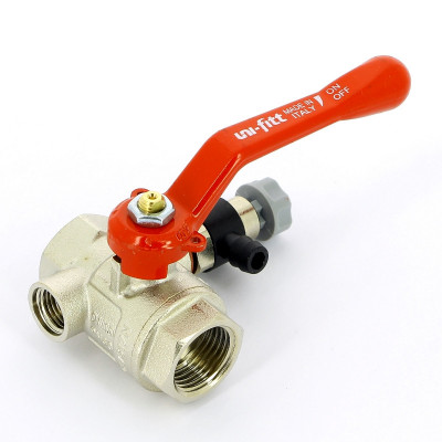 Кран шаровой ВВ с дренажным вентилем UNI-FITT 1/2" заглушка 1/4" рычаг (115L2000)