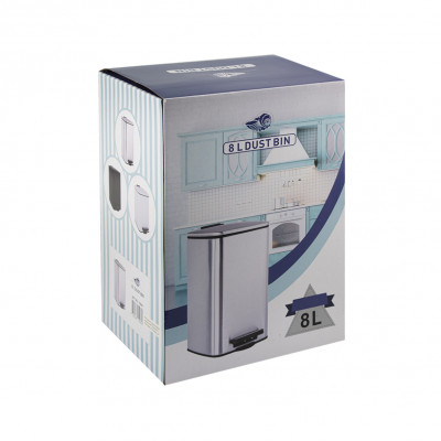 Ведро нерж сталь, с педалью, квадратное, 8 л, сатин, САНАКС (10808)