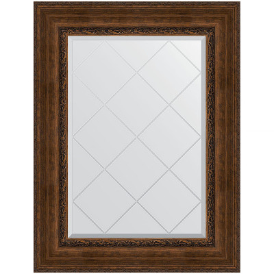 Зеркало настенное Evoform ExclusiveG 95х72 BY 4128 с гравировкой в багетной раме Состаренная бронза с орнаментом 120 мм