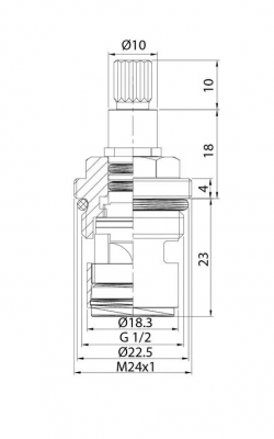 Вентильная головка Славен для смесителей 1/2, затвор - керамика, антишумовая вставка, 20 шлицов (СЛ-ЗП-012)