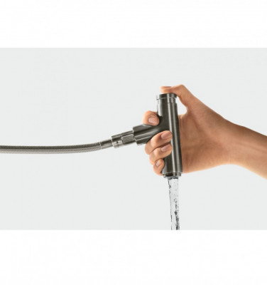 Высокий смеситель для кухни Hansgrohe Metris Select 320 с вытяжным изливом 14884000 (хром)