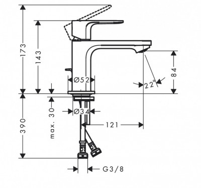 Смеситель для раковины Hansgrohe Rebris E 72553670 (черный матовый)