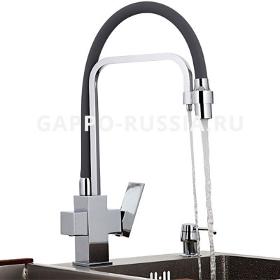 Смеситель для кухни с гибким изливом Gappo однорычажный хром (G4398-4)