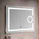 Зеркало в ванную с LED-подсветкой MELANA-8060 подогрев часы космет зеркало MLN-LED090-1 800х600  (MLN-LED090-1)