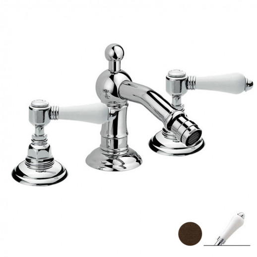 Nicolazzi Classica 1415 DB 78 смеситель для биде с д/к, темная бронза/ручка P.Mont Blanc