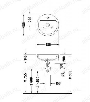 DURAVIT Starck 1  0446480000 раковина 48см