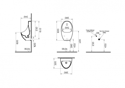 Писсуар Vitra Arkitekt 5999B003-5555: сенсорный, белый, фарфор, 39x67 см