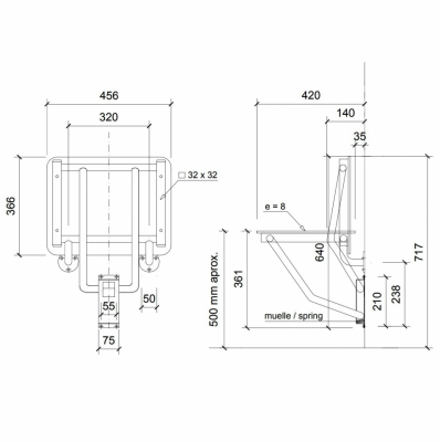 NOFER 15065.S дополнительное сиденье настенное, сталь/матовое