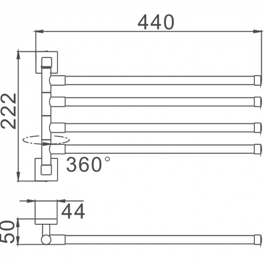 Полотенцедержатель Haiba HB8614 поворотный (металл) хром